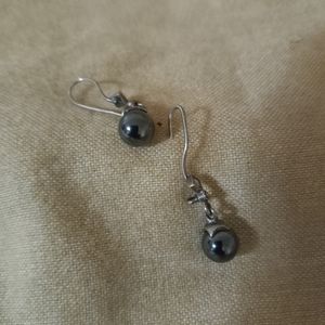Stunning Hematite ball earrings, sterling silver with added marcasite stones